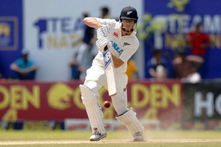 Mitchell Santner recorded his first test fifty since 2019 as he top scored with 67 in the defeat (ESPN Cricinfo Photo).