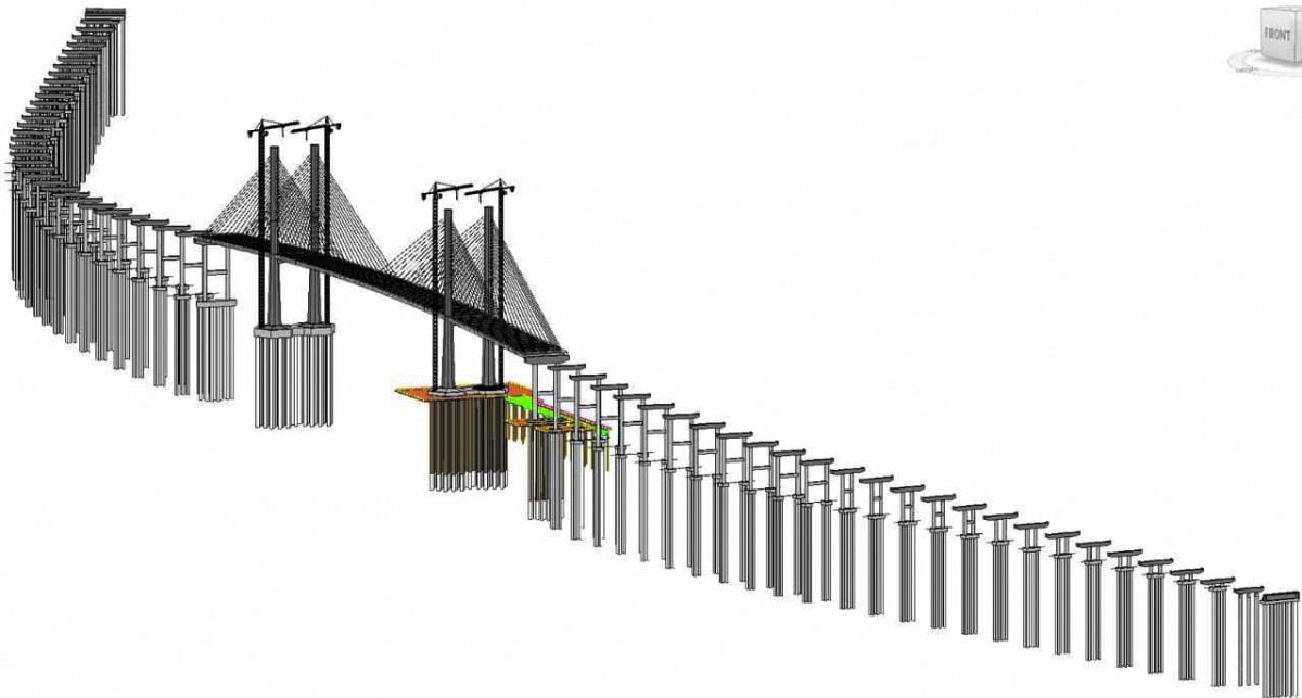 An image of the  construction incline and gradient of the bridge 