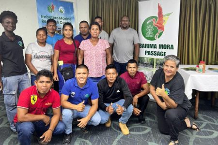 GMCS Project Director Annette Arjoon-Martins (front row, right), GMCS EU Project Coordinator Chelbie Gilkes (second row, left) and Region 1 Indigenous leaders at a Village Mangrove Action Committee (VMAC) and Leadership Workshop on September 2nd, 2024.
