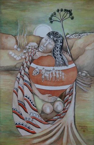 Kabakaburi Music - Stephanie Correia, Watercolour,  1998
(Photo Courtesy of Castellani House)
