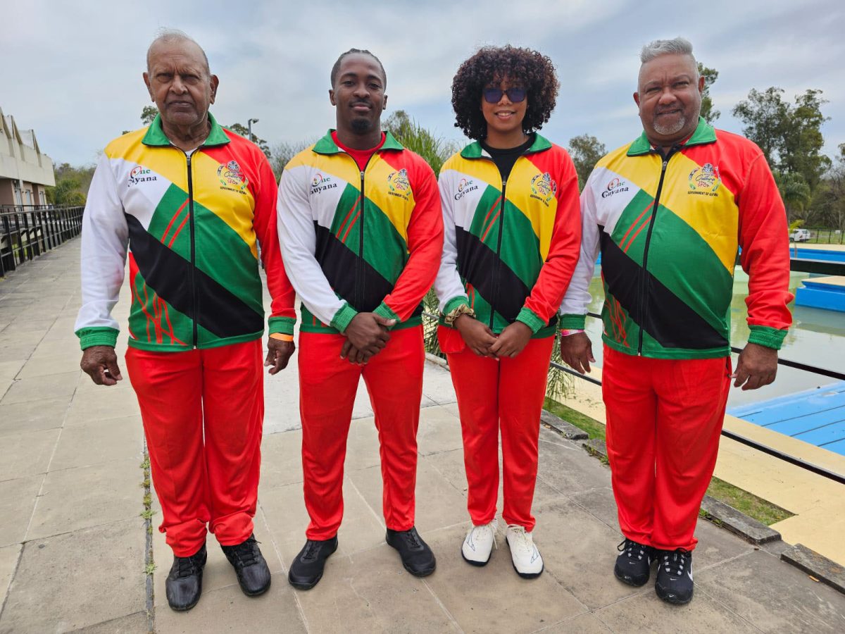 Team Guyana from left: Naranjan Singh, Kheon Evans, Sarah Sanmogan, and Coach Kerma Singh
