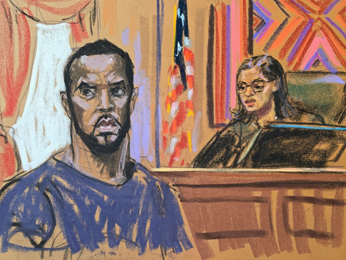 The court sketch of Sean Combs
