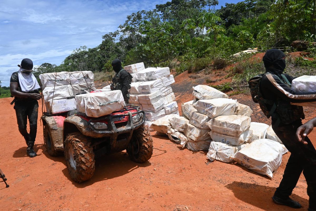 The cocaine found at Matthews Ridge being transported by an ATV (Ministry of Home Affairs photo)