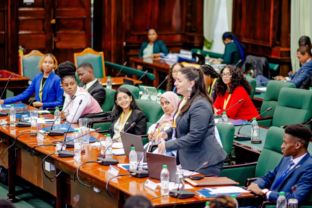  A scene from the 17th Commonwealth Youth Parliament of the Commonwealth Parliamentary Association (CPA) Caribbean, the Americas and the Atlantic Region (CAA) held in Georgetown, Guyana last week. (Parliament of Guyana photo)