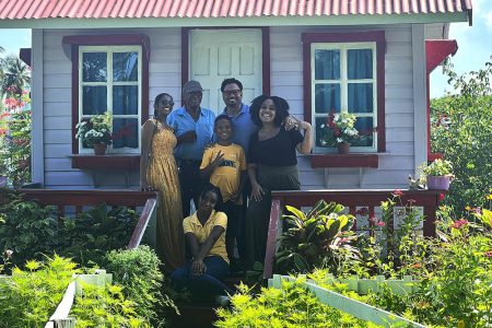 Rupaul's family at Sunshine Garden. They are Safira Abrahim-Williams, Ron Robinson, Mark Kazim, Nathaya Whaul, Linden Whaul and Shenadia Ferrier