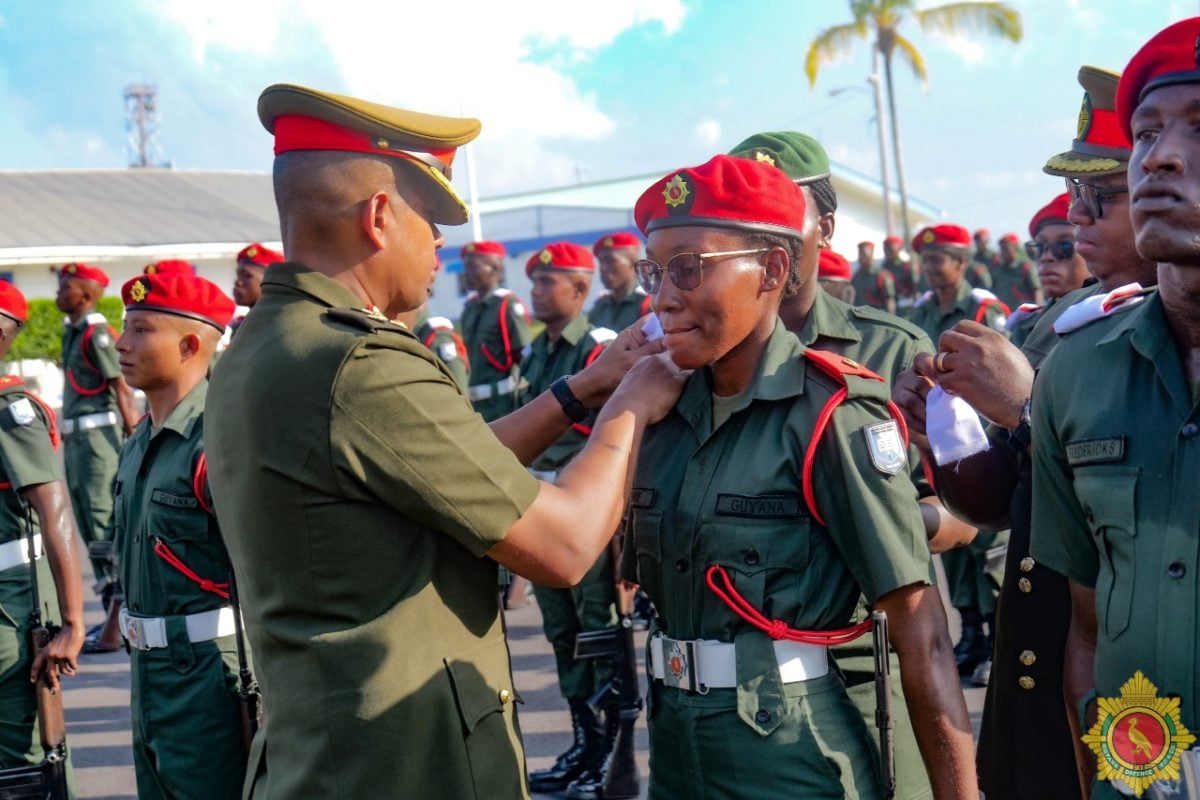 One of the officer cadets being decorated (GDF photo)
