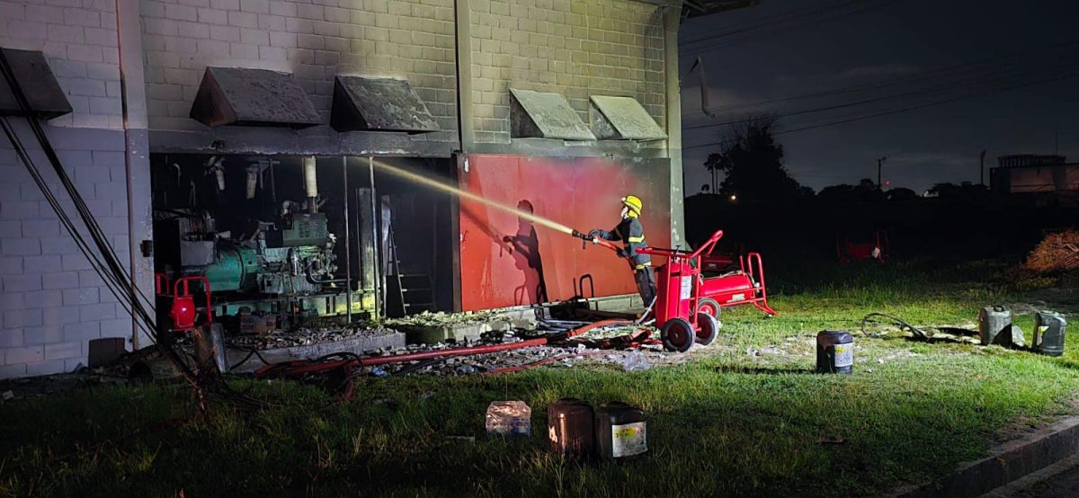 A fireman dousing the area that had been on fire (GFS photo)