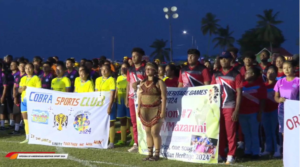 : An investment of over $570 million has been made by the government to develop sports in the hinterland, said Minister of Culture, Youth and Sport, Charles Ramson Jr.
The investment was announced yesterday during the opening of the Annual Amerindian Heritage Games 2024, where 735 athletes from various districts gathered at the Everest Cricket Club Ground, Georgetown.
Some of the contingents yesterday 