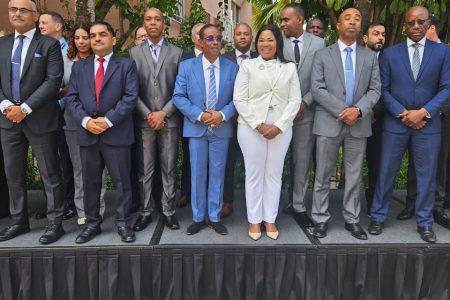 Police officials at the meeting (Police photo)