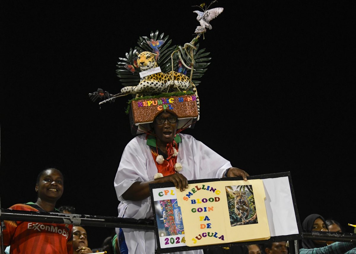 Supporters of Guyana Amazon Warriors during the Men’s 2024 Republic Bank Caribbean Premier League match 21 between Guyana Amazon Warriors and Saint Kitts and Nevis Patriots at Guyana National Stadium las night in Providence, Guyana. (Photo by Randy Brooks/CPL T20 via Getty Images)