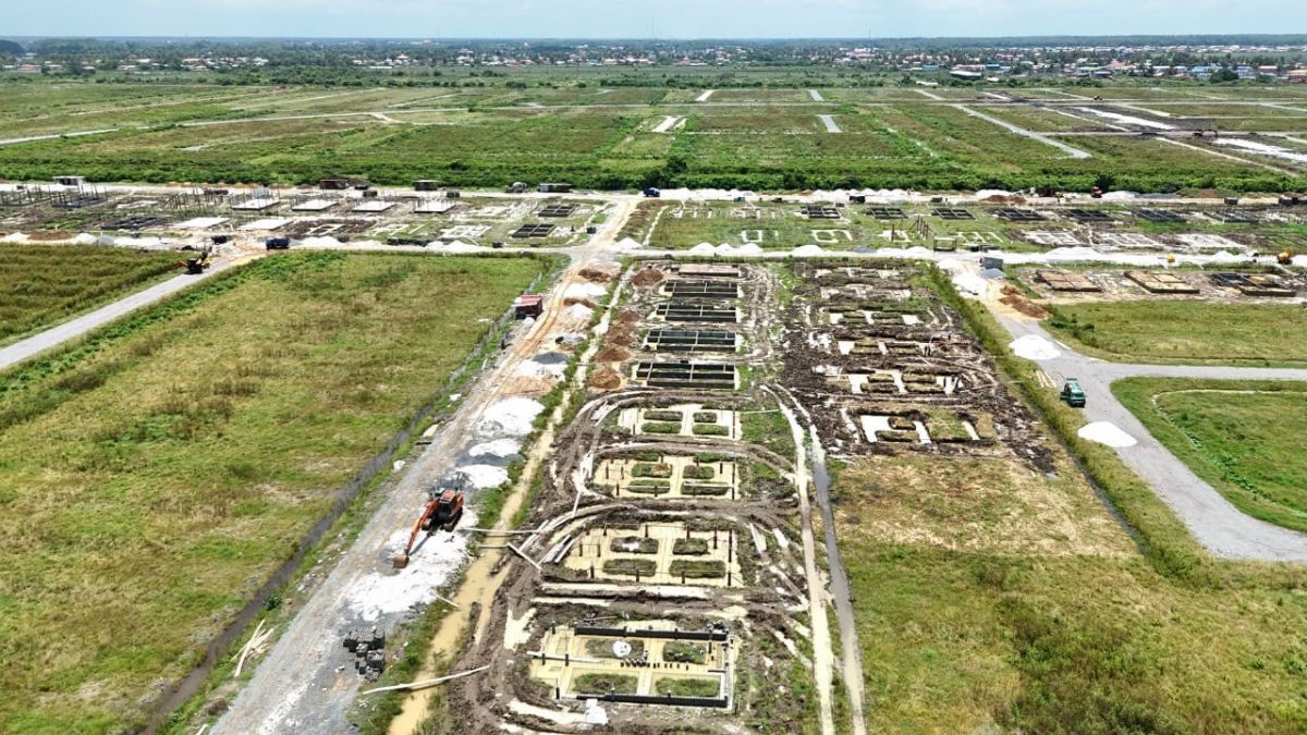 An overhead shot of some of the works underway in Palmyra 