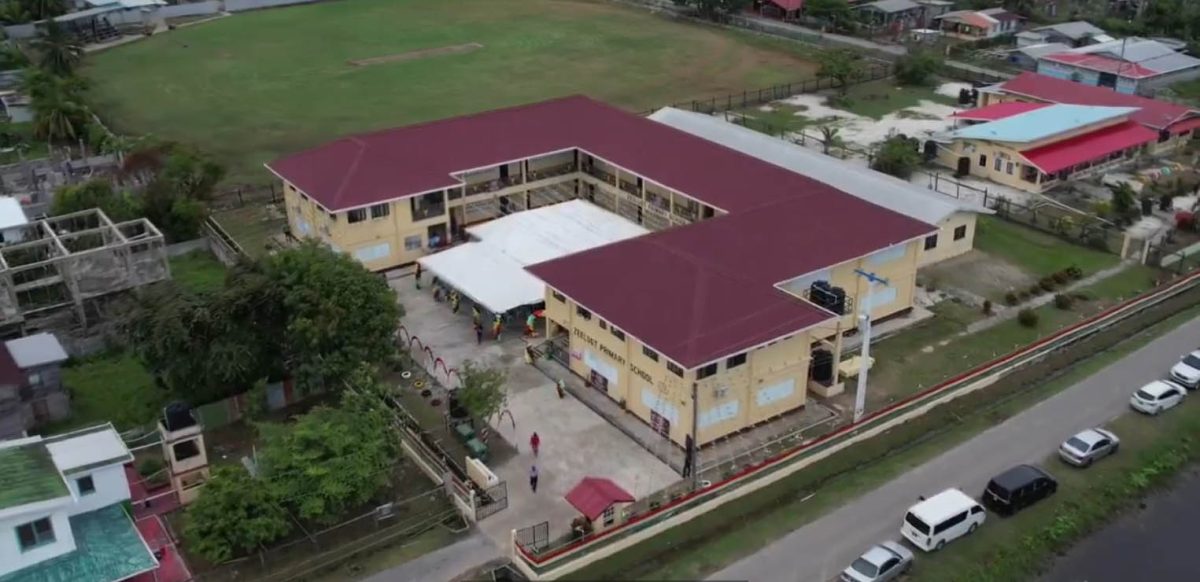 An overhead shot of the new school