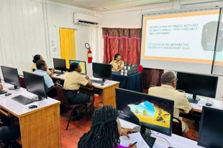 Participants at the body-camera training session at the Zara Training Centre, Bartica
