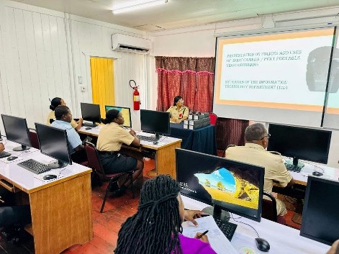 Participants at the body-camera training session at the Zara Training Centre, Bartica
