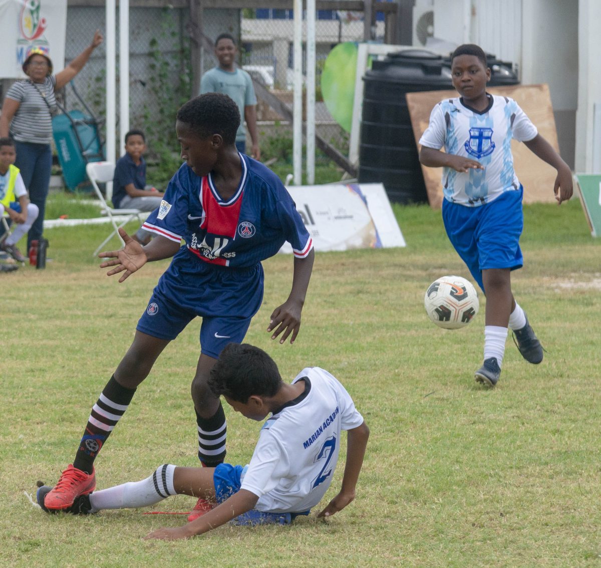 A scene from the Winfer Gardens (blue) and Marian Academy encounter
