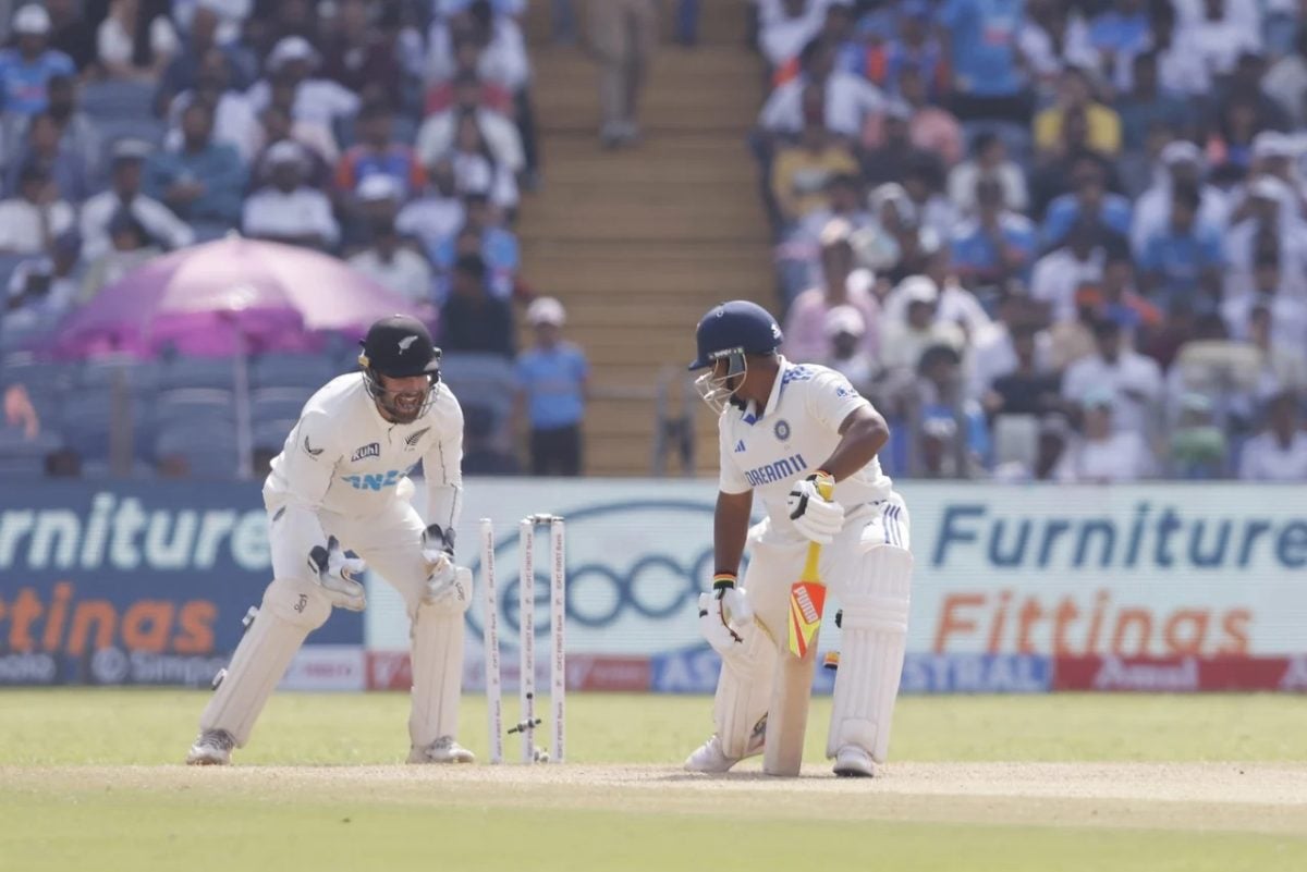 Outfoxed! Sarfaraz Khan is bowled by Mitchell Santner for 9 (ESPN Cricinfo Photo)