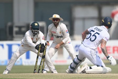 Ben Stokes is stumped off the bowling of Noman Ali for 37
(ESPN Cricinfo Photo