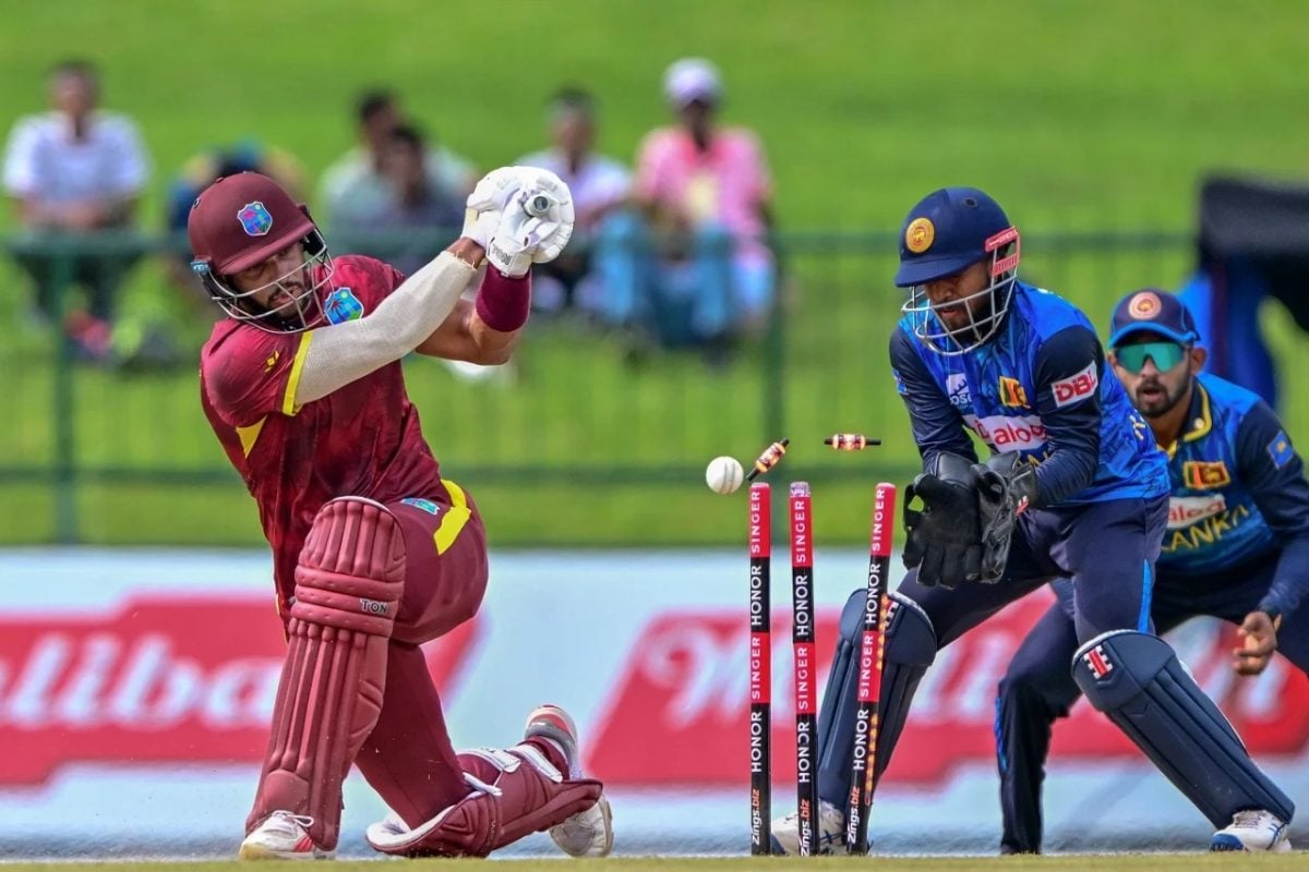 Brandon King is bowled by Wanindu Hasaranga for 14 (ESPN Cricinfo Photo).