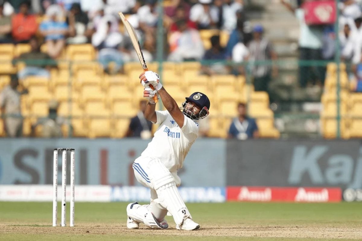 Rishabh Pant launches a delivery into the stands during his 99 (ESPN Cricinfo Photo).