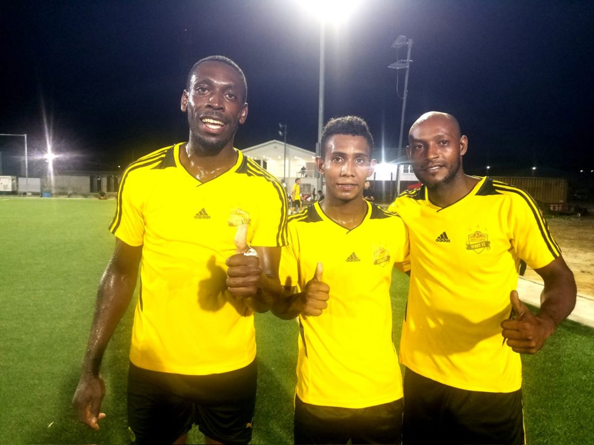 Vengy scorers from left: Angel Hines,
Johemis Mendonza, and Basante Jonmic