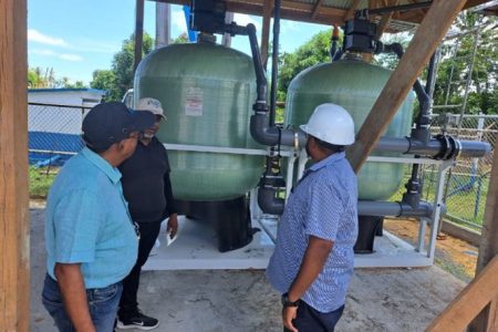 GWI Chief Executive Officer, Shaik Baksh, inspecting works at the Farm, East Bank Demerara, pump station