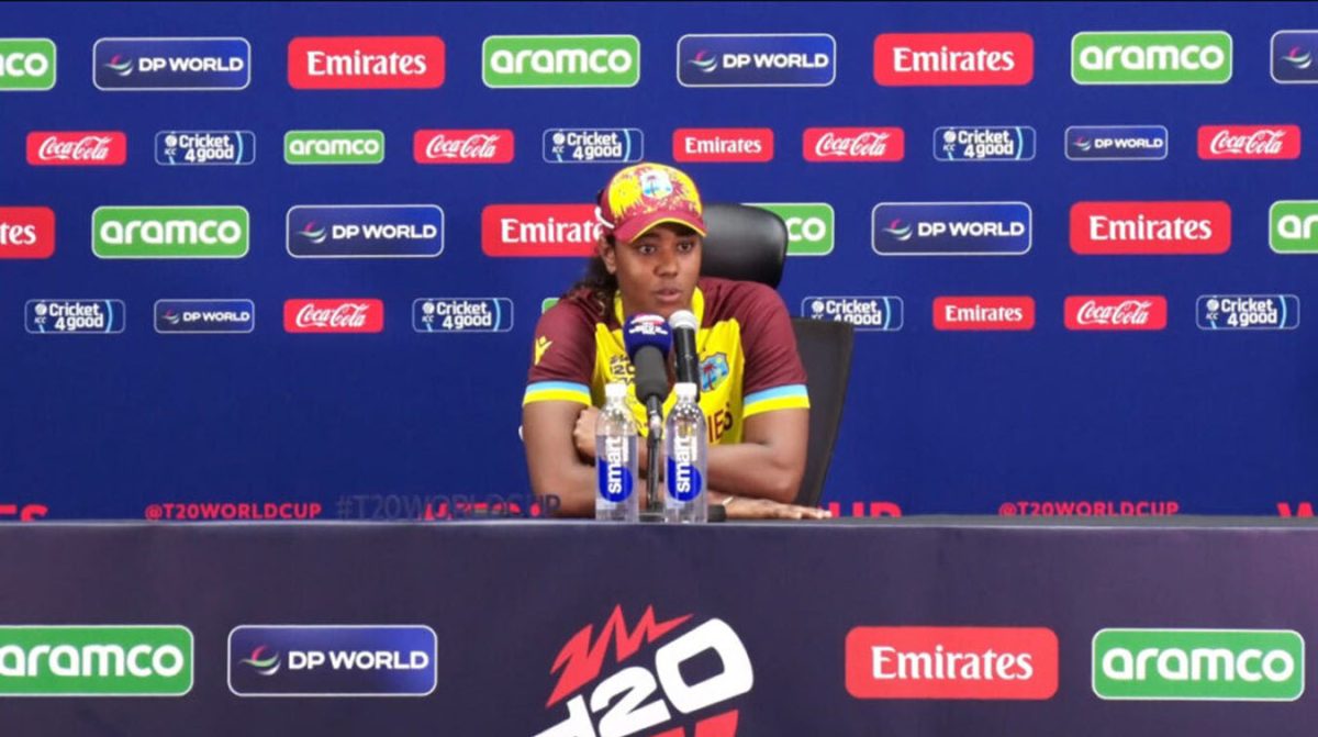 West Indies captain Hayley Matthews speaking during the post-match press conference following their 10-wicket defeat to South Africa