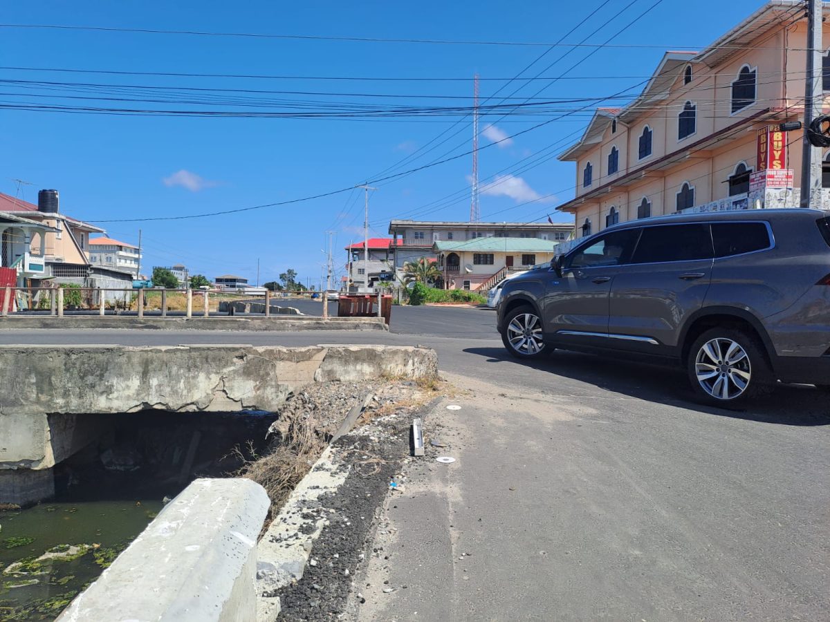 The damaged intersection at Lamaha and Middleton streets 