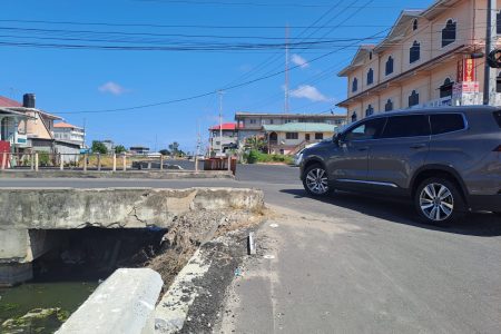 The damaged intersection at Lamaha and Middleton streets 