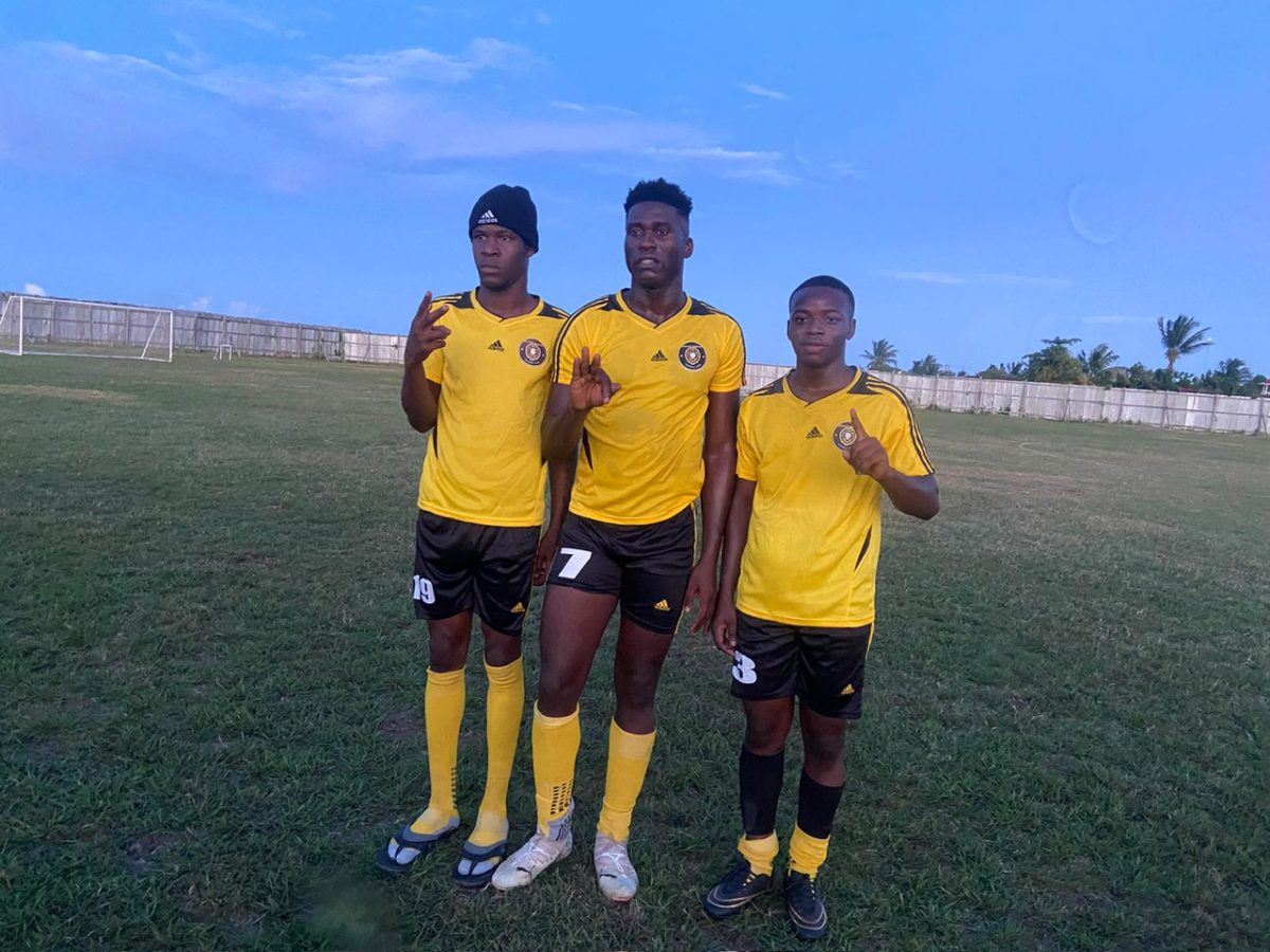 Uitvlugt scorers from left: Clem
Brotherson, Kevis Fraser, and Anson Sampson