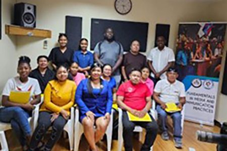 Participants at the training session held at the studios of Radio Lethem, 94.1 FM, Region Nine
