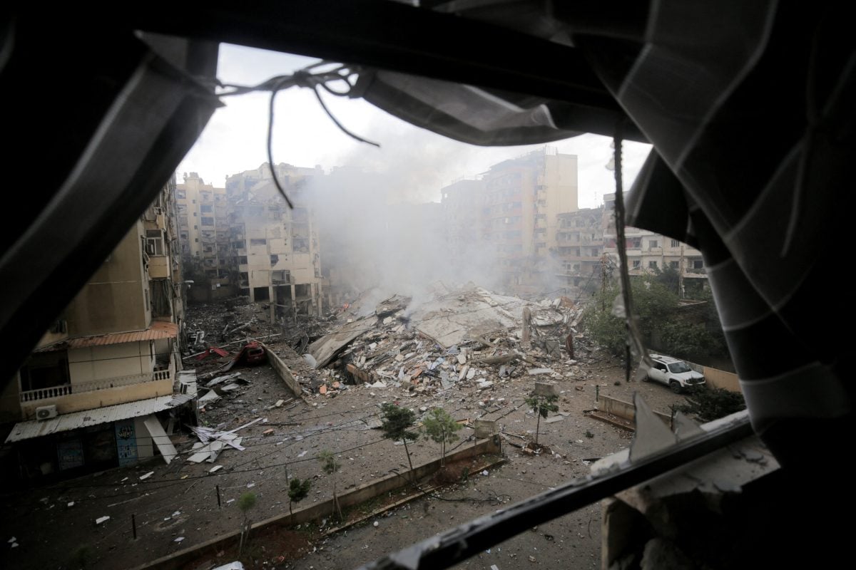 A general view shows damaged buildings, in the aftermath of Israeli strikes on Beirut’s southern suburbs, Lebanon October 1, 2024.  REUTERS/Ali Alloush