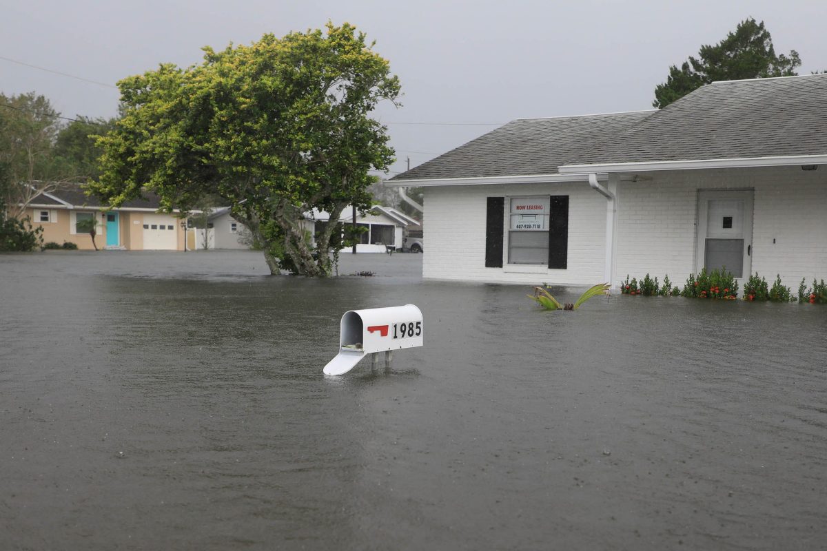 A mailbox whose door was forced open remains above flooding after Hurricane Milton passed in South Daytona, Florida, U.S. October 11, 2024.  Nadia Zomorodian/News-Journal/USA Today Network via REUTERS