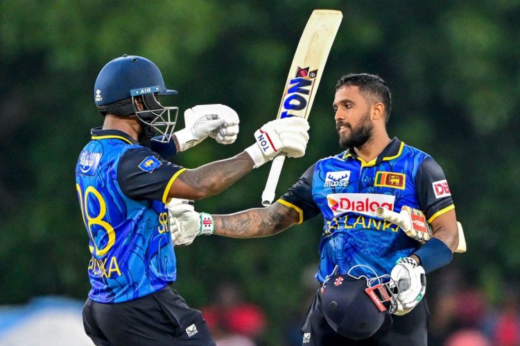 Kusal Mendis (right) and Avishka Fernando combined for a team record second wicket partnership of 206 as they eventually scored 143 and 100, respectively (ESPN Cricinfo Photo).