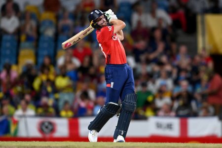 Jos Buttler dispatches a delivery into the leg-side stands as he propelled England to victory with a belligerent 83 from 45 balls (ESPN Cricinfo Photo).