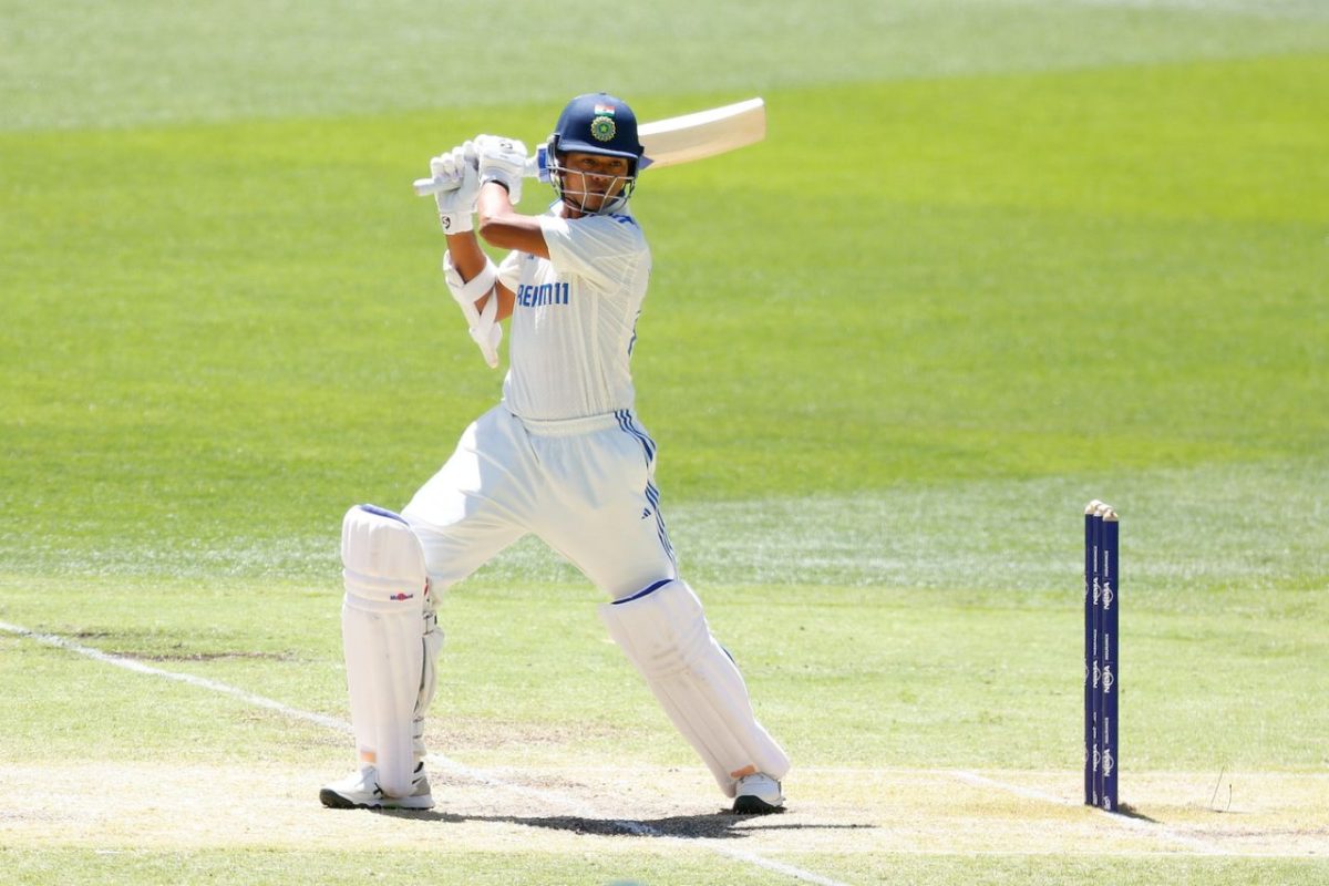 Yashasvi Jaiswal dispatches a delivery through the off-side during his 161 (ESPN Cricinfo Photo).
