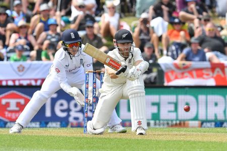 Kane Williamson anchored the New Zealand innings with a gritty 93 (ESPB Cricinfo Photo).