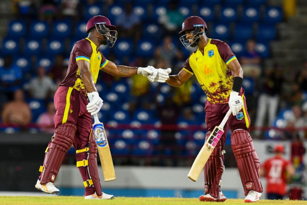 West Indies openers Shai Hope (right) and Evin Lewis
combined for 136 runs at the top of the order to set the foundation for a successful chase (ESPN Cricinfo Photo).