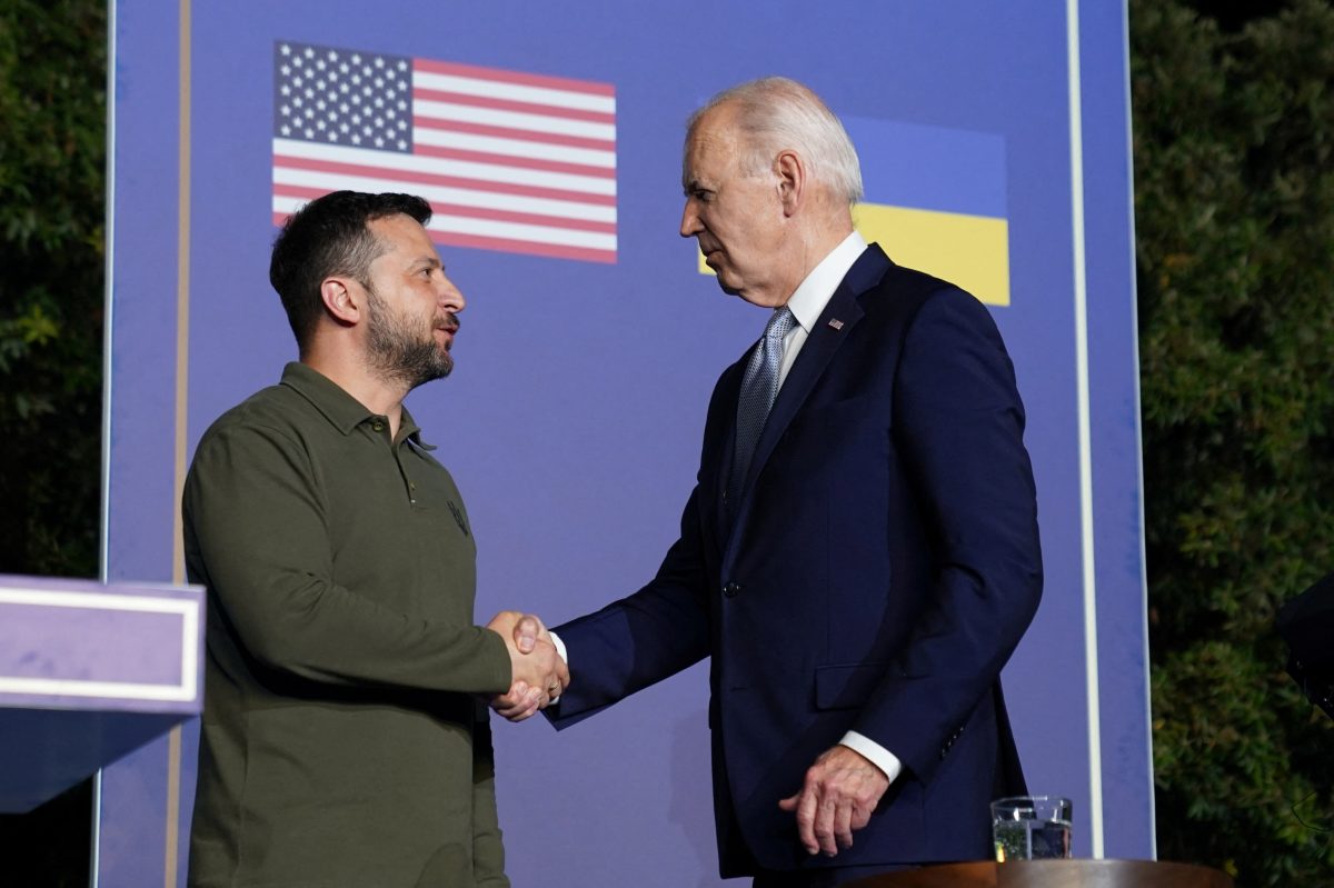 Joe Biden (right) and Volodymyr Zelenskiy, Fasano, Italy, June 13, 2024. REUTERS/Kevin Lamarque