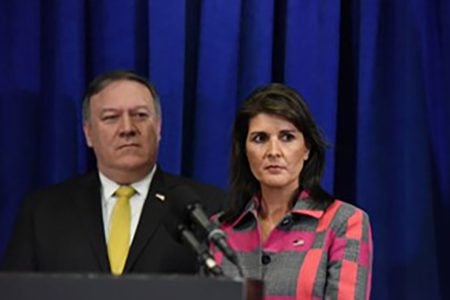 Mike Pompeo (left) and Nikki Haley
