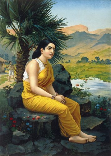 A lithograph based on an ancient painted depiction of Sita (Wikimedia.com)