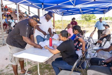 Small contractors from Ituni prequalifying to construct concrete roads in Ituni, Region Ten (DPI photo)