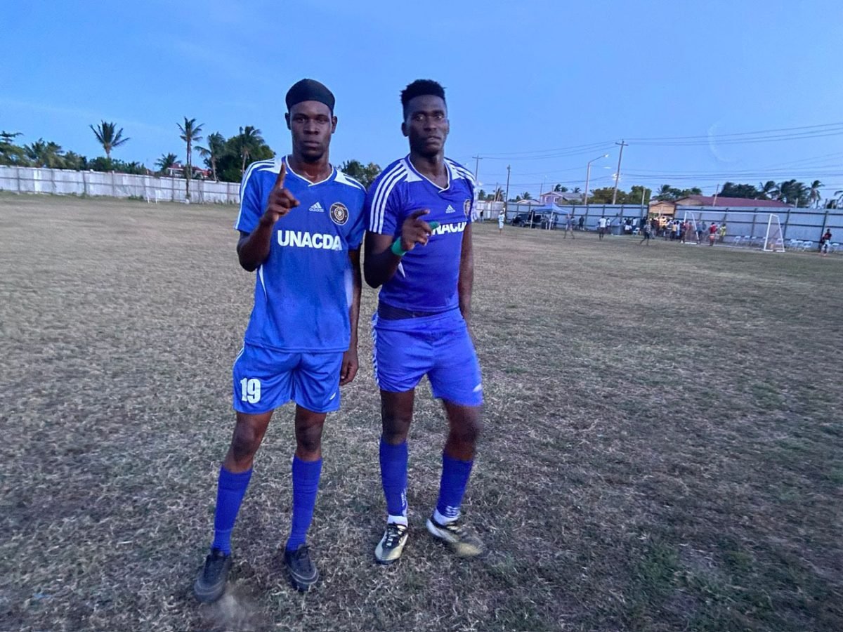 Uitvlugt scorers from left: Clem Brotherson and Kevis Fraser