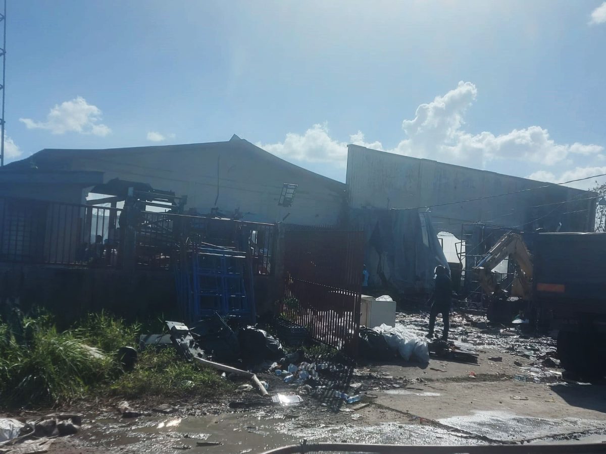 What was left of the warehouse after the fire