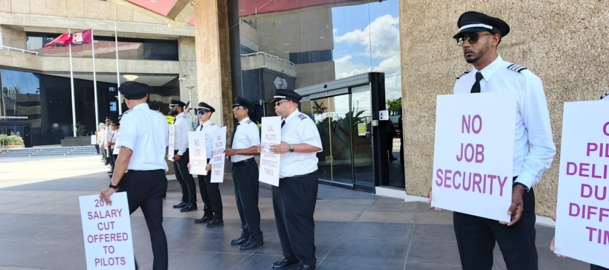 CAL pilots during a protest