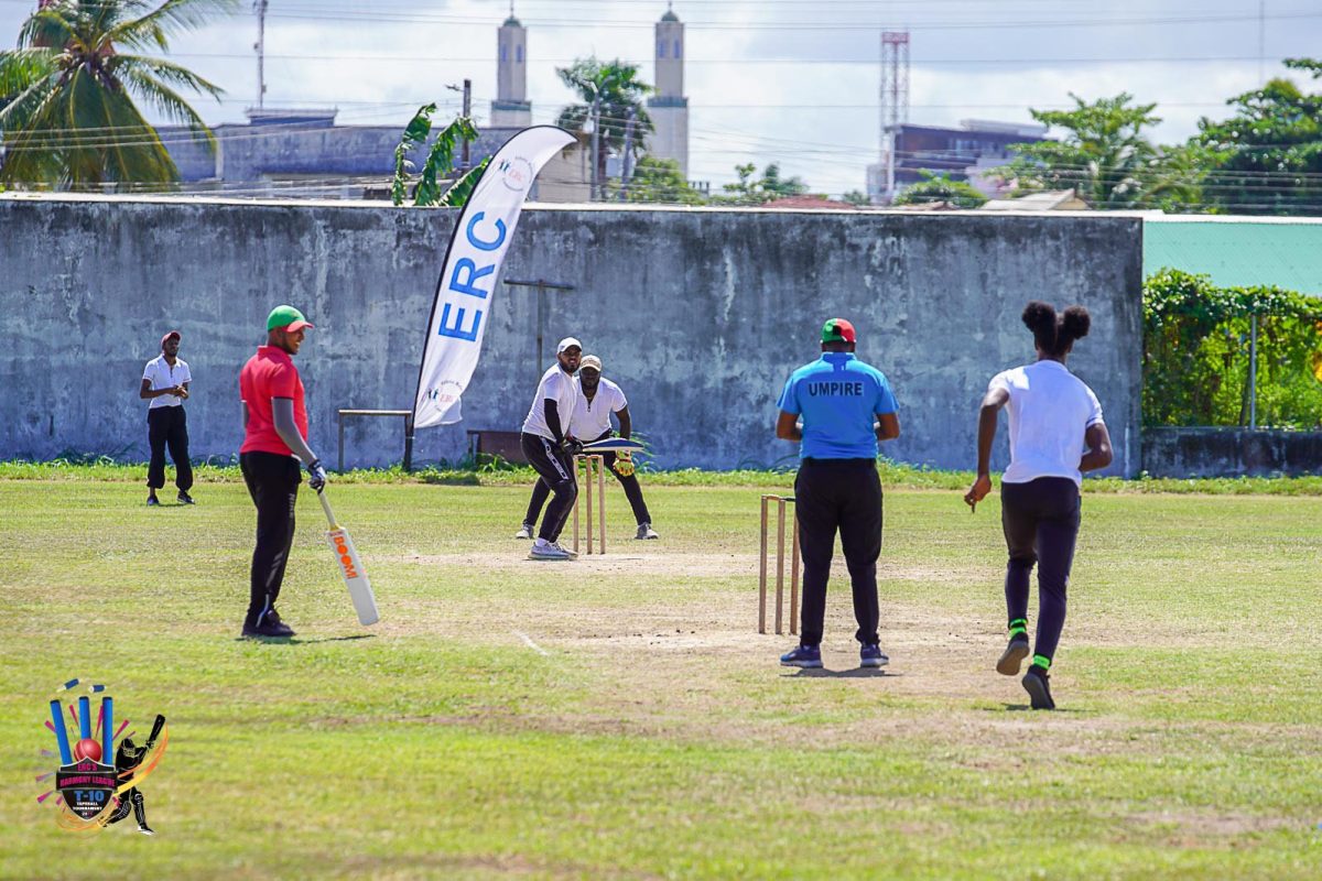 Part of the action on Sunday at the Transport Sports Club, Thomas Lands. Four matches were played and the tournament will continue over the next two weeks culminating in the final on December 8. 