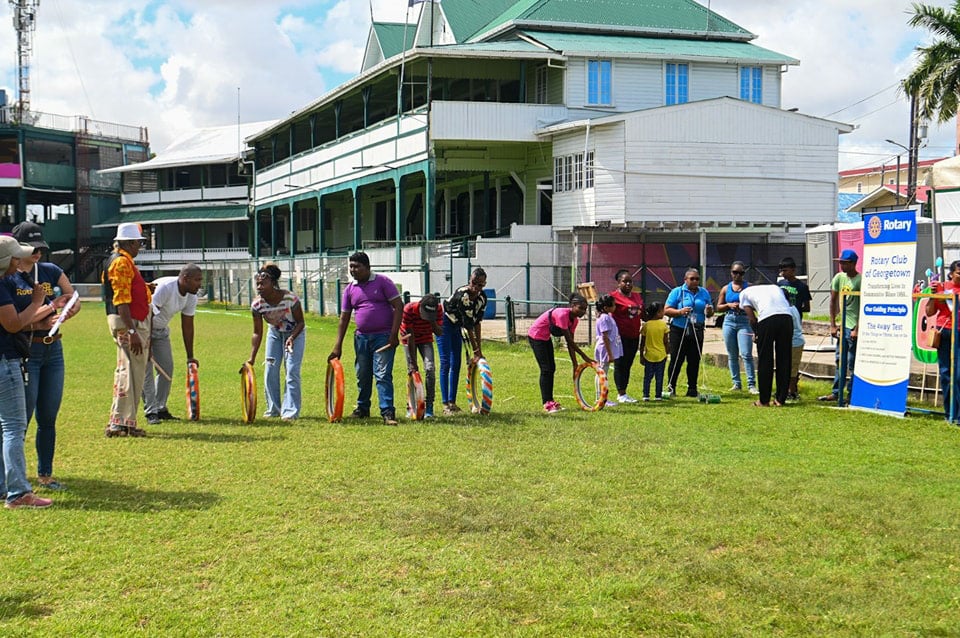 The Ministry of Human Services and Social Security in collaboration with the Rotary Club of Georgetown on Sunday hosted a Day of Sports for children living with disabilities. The event was held at the Georgetown Cricket Club. This Ministry photo shows one of the events at the day of sport.
