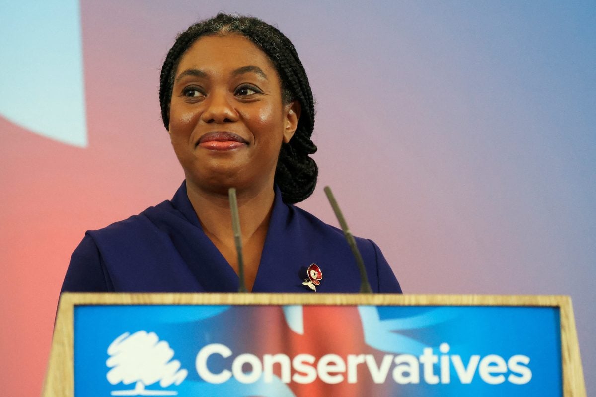 Kemi Badenoch speaks on stage, on the day she was announced as the new leader of Britain's Conservative Party, in London, Britain, November 2, 2024. REUTERS/Mina Kim