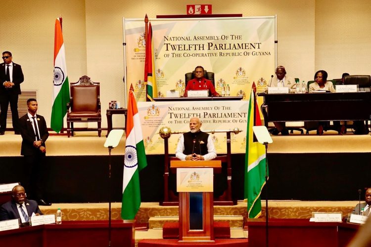 Indian Prime Minister Narendra Modi addressing yesterday’s special sitting of Parliament