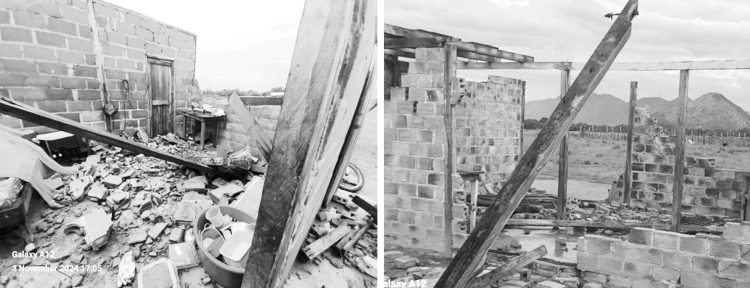 Some of the affected houses