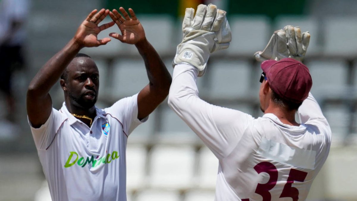 File photo: Kemar Roach took three wickets on the fourth day  •  AFP via Getty Images